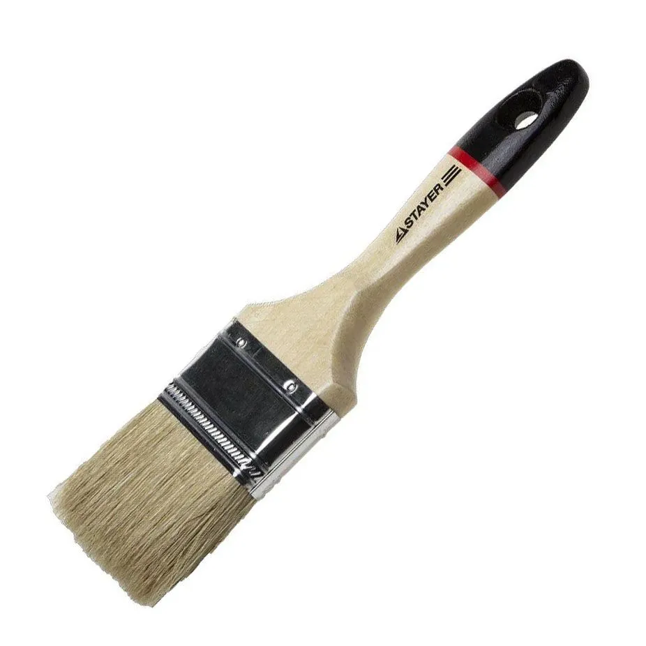 Кисть плоская STAYER UNIVERSAL-EURO,светлая натуральная щетина,деревянная ручка,63 мм0102-063