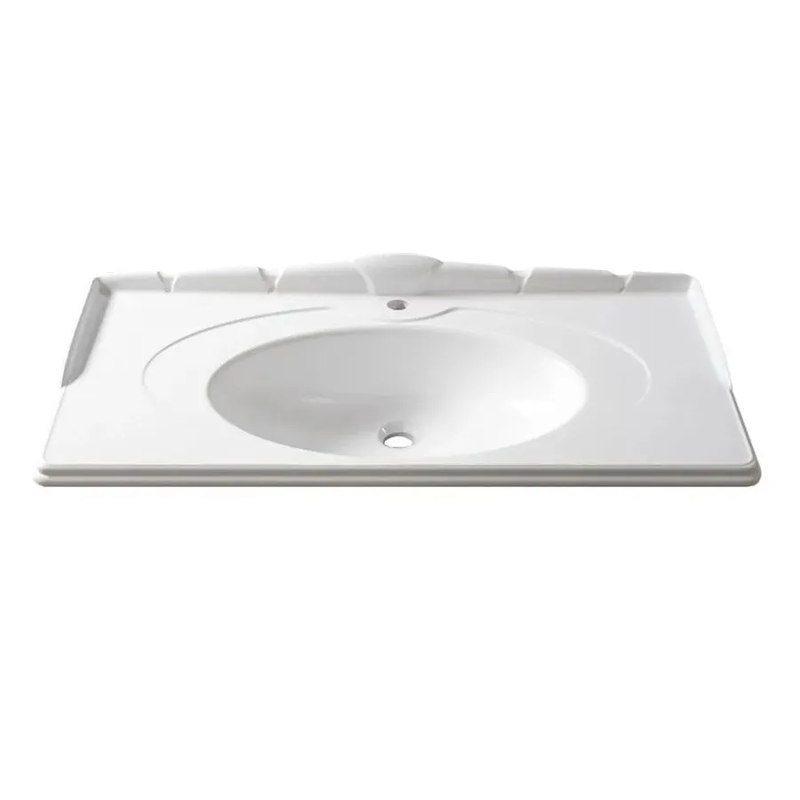 Тумба  Вена Н 105-02 слоновая кость (17) c Умывальником Клевер КЕ-1100 белый 