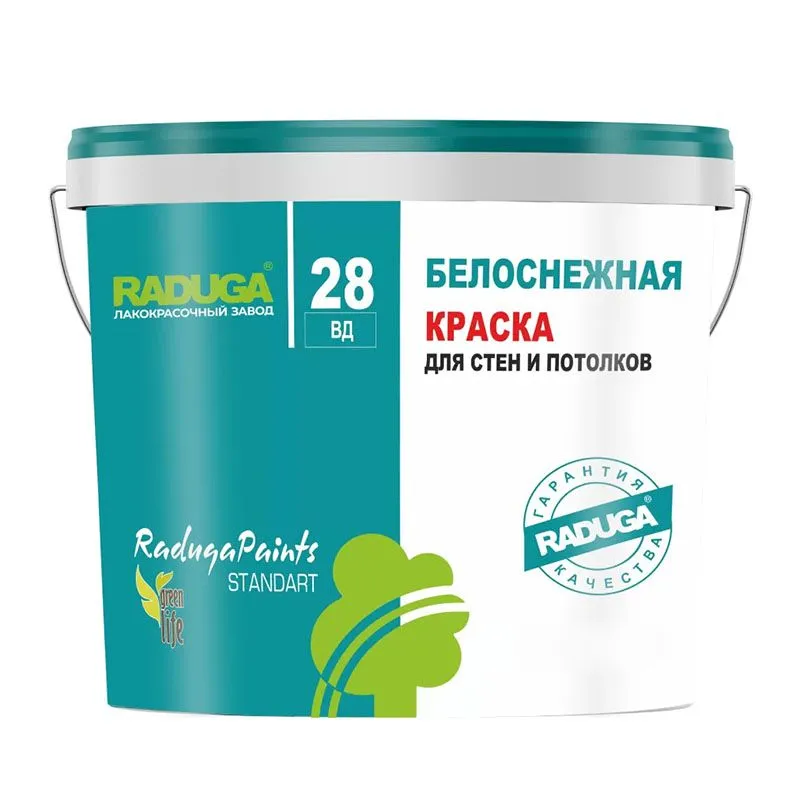 Краска "Радуга-28" для стен и потолков Белоснежная акриловая 24кг.