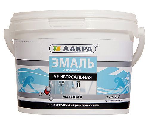 Эмаль акрил. универсальная,бел.мат.2,5 кг, Лакра