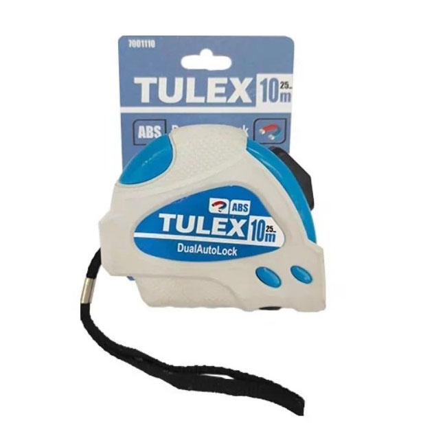 Рулетка "TULEX" 7001110 DualAutoLock обрезиненный корпус, дойная автофиксация, магн. зацеп, 10м*25мм