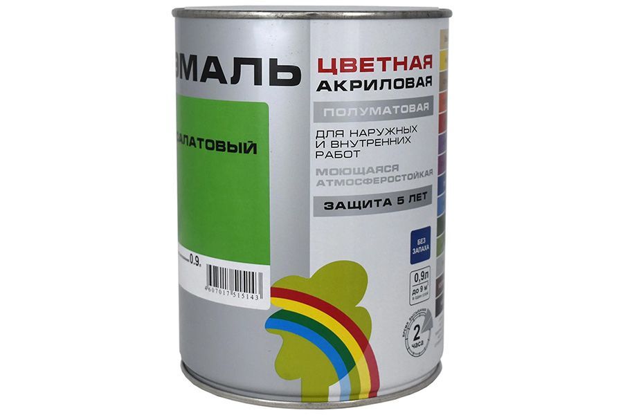 Эмаль Colors  Радуга-220 акриловая  цвет салатовый 0,9 кг.