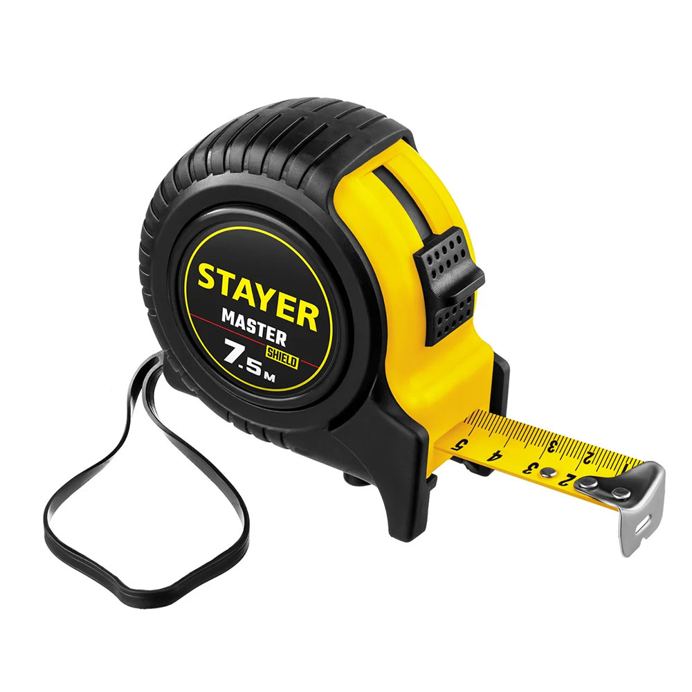 Рулетка с ударостойким обрезиненным корпусом STAYER TopTape 7,5м /25мм 34025-07_z01