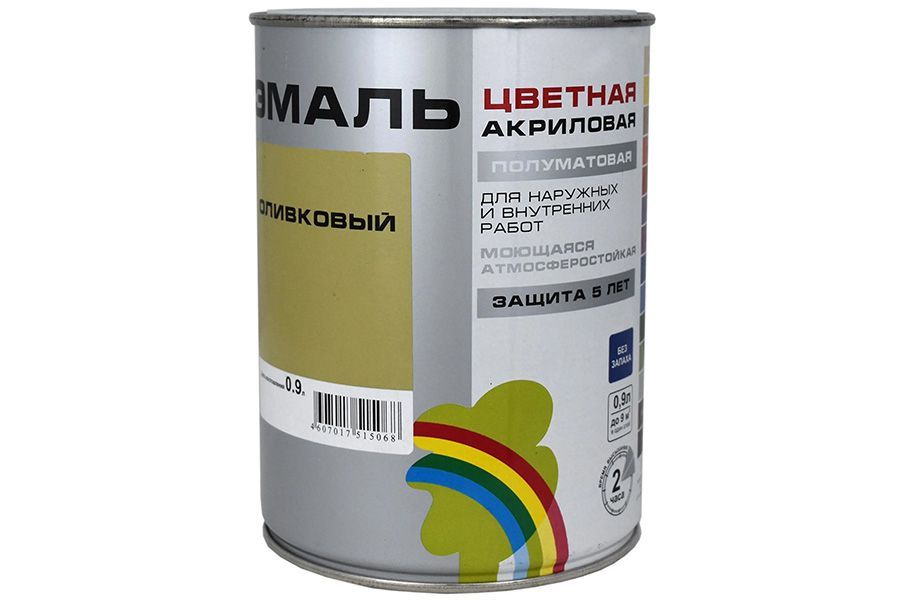 Эмаль Colors Радуга-220 акриловая цвет оливковый 0,9 кг.