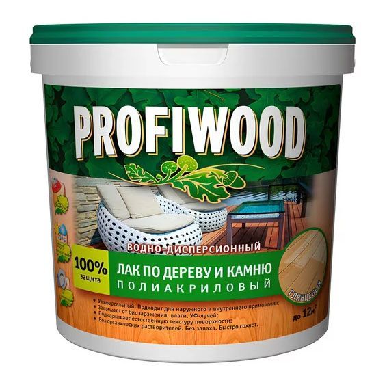 Лак по дереву и камню глянцевый 2.2кг PROFIWOOD_(4130) 