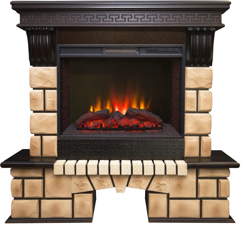Каминокомплект STONE BRICK FS25/25.5+SPARTA 25.5 (античный дуб)