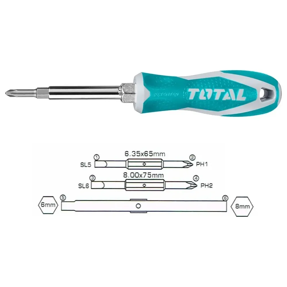 Отвёртка 6 в 1 PRO THT2506076 "TOTAL"