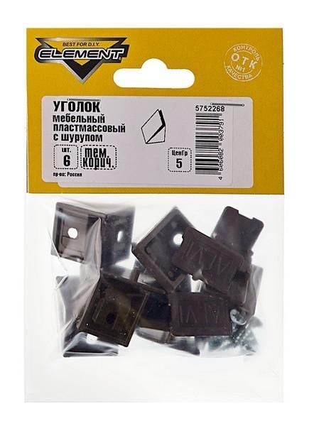 Уголки мебельные пл. тем.коричн. с шур.(6 шт) 21620