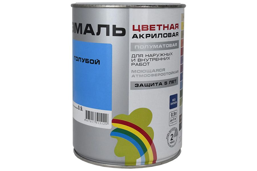 Эмаль Colors Радуга-220 акриловая, цвет голубой 0,9 кг.