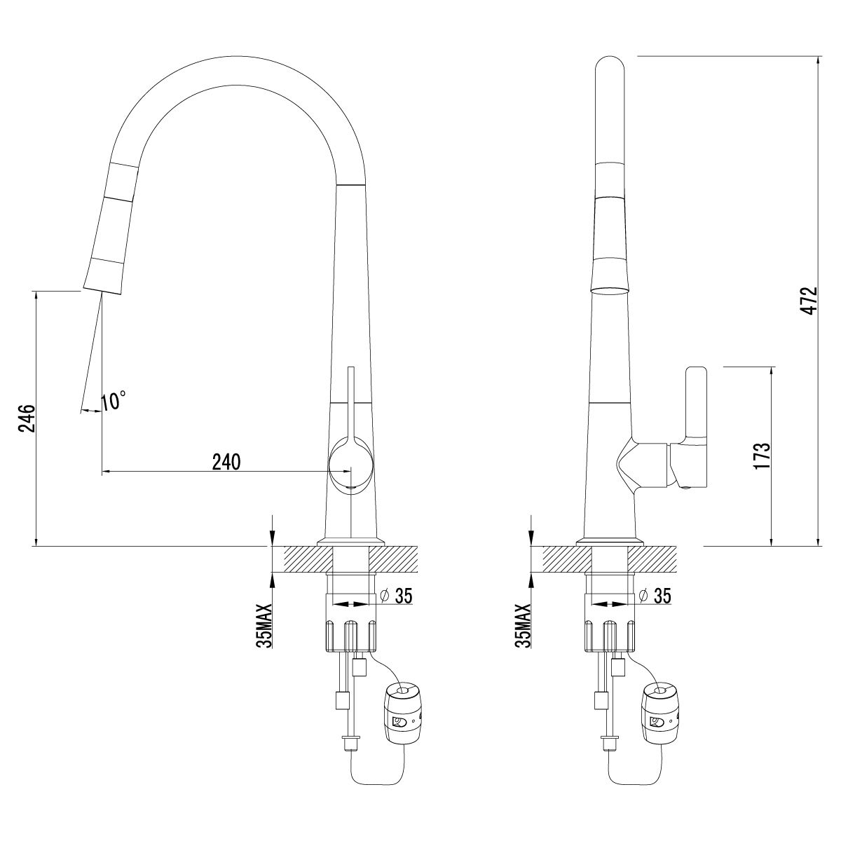 *** LM6001C "Соул" Смеситель для кухни с вытяжным изливом,шланг 1,8м (к/к 4)