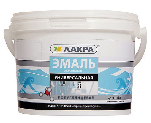 Эмаль акрил. универсальная,бел.п/глянец.2,4 кг, Лакра