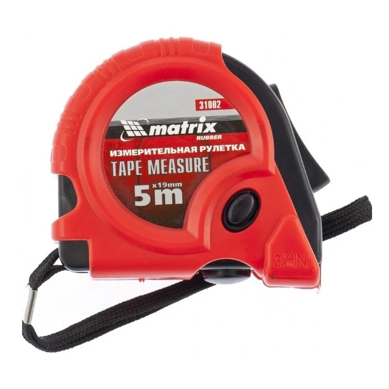 Рулетка Rubber, 5 м х 19 мм, обрезиненный корпус// Matrix 31002