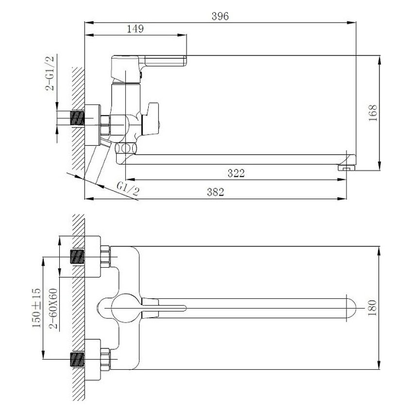 235 719  Смеситель для ванны HAIBA HB22814 хром
