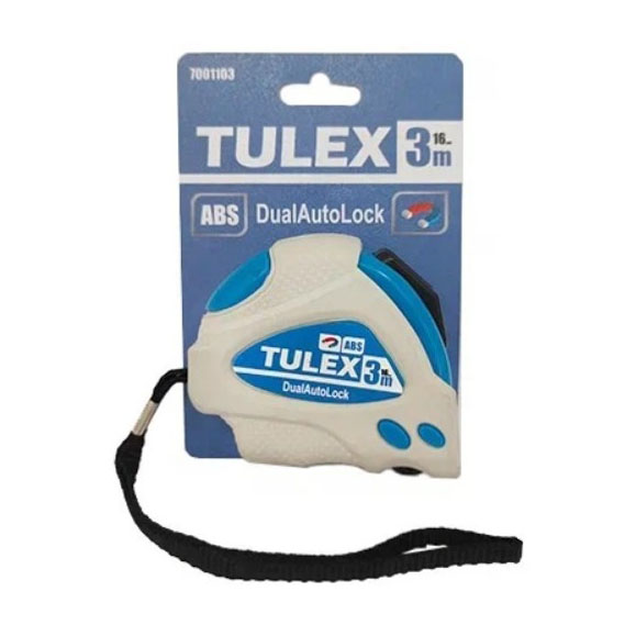 Рулетка "TULEX" 7001103 DualAutoLock обрезиненный корпус, дойная автофиксация, магн. зацеп, 3м*16мм