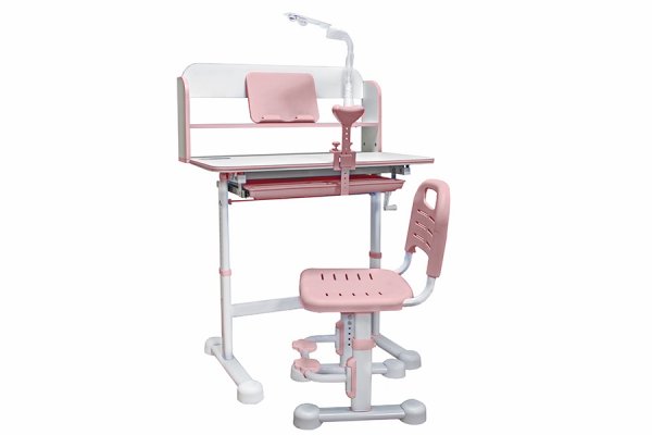 Детский стол с настольной лампой FH-M80 (розовый) стул в комплекте