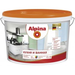 Краска ВД-ВАЭ Alpina Кухня и Ванная База 1, белая, 5 л / 7,2 кг