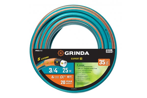 Шланг GRINDA EXPERT 5 3/4 25 м 30 атм текстильное армирование 429007-3/4-25  