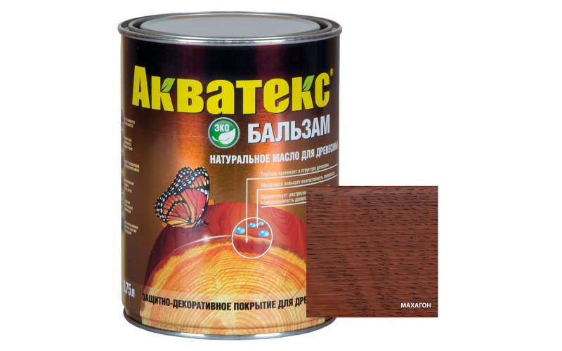 Акватекс-бальзам (натуральное масло для древесины) 0,75 л махагон
