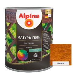 Средство защитно-декоративное Alpina Лазурь-гель для дерева шелковисто-матовая, цветная, махагон
