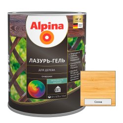 Средство защитно-декоративное Alpina Лазурь-гель для дерева шелковисто-матовая, цветная, сосна
