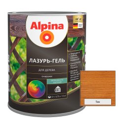 Средство защитно-декоративное Alpina Лазурь-гель для дерева шелковисто-матовая, цветная, тик