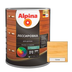 Средство защитное Alpina Лессировка для дерева шелковисто-матовая, цветная, сосна (алкидное) 0,75 л