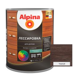 Средство защитное Alpina Лессировка для дерева шелковисто-матовая, цветная, чёрный (алкидное) 0,75 л