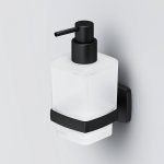 A9036922 Gem Стеклянный диспенсер для жидкого мыла с настенным держателем черный