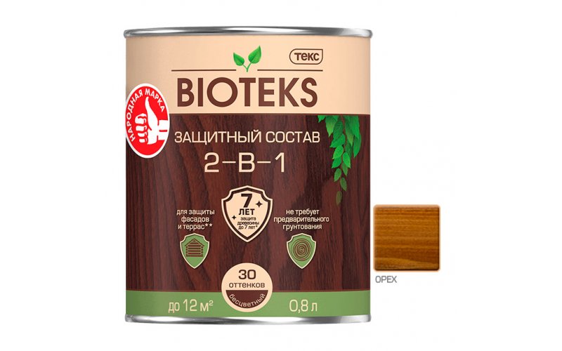 Защитный состав 2-в-1 BIOTEKS орех 0,8л