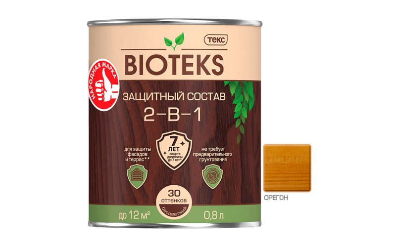 Защитный состав 2-в-1 BIOTEKS орегон 0,8л