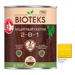 Защитный состав 2-в-1 BIOTEKS золотая сосна 0,8л