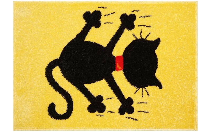 Детский коврик 0,50 х 0,80  11101/150  Жёлтый/  Черный  кот