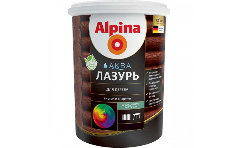 Alpina Аква Лазурь для дерева цветная, Кедр, 2,5 л/2,50 кг