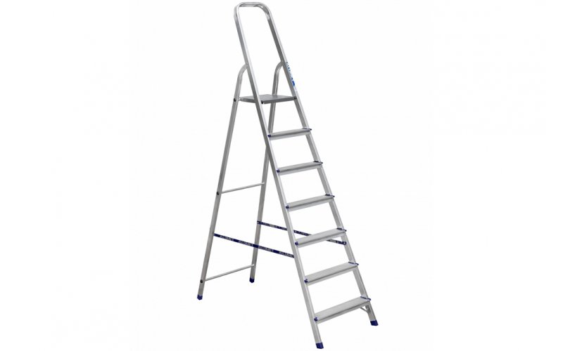 Алюминиевая лестница-стремянка 7-и ступ, Н=1,45/3,50м  (Ам707)