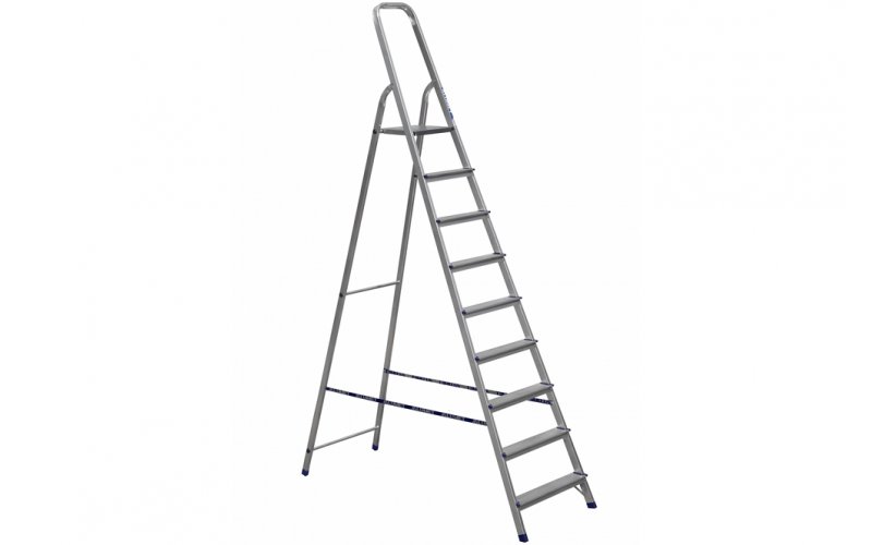 Алюминиевая лестница-стремянка 9-и ступ, Н=1,87/3,90м  (Ам709)