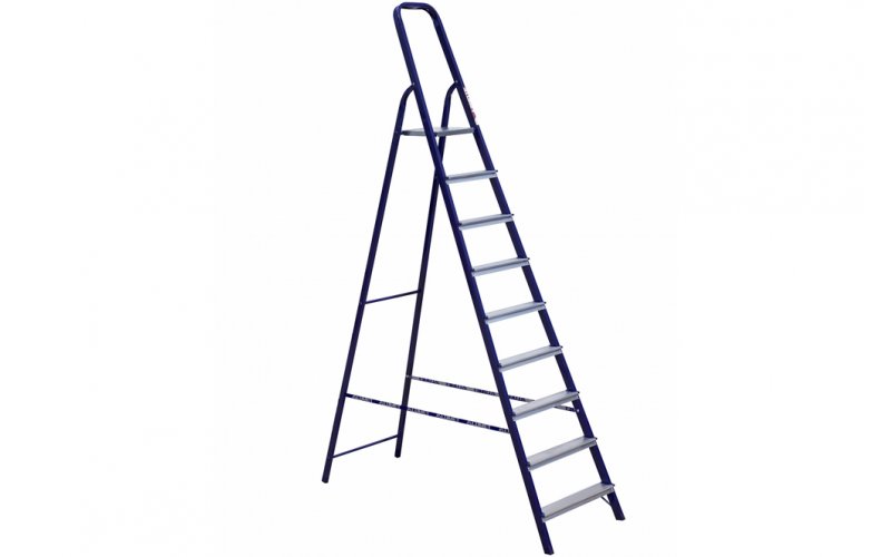 Стальная лестница-стремянка 9-и ступ Н=1,87/3,9м  (М8409)