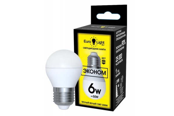 Светодиодная лампа теплый белый свет цоколь E27 6 Вт
