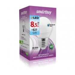 Светодиодная LED лампа Smartbuy свет нейтральный цоколь Е27 8,5 Вт