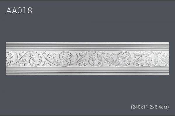 Плинтус потолочный с рисунком АА018 240х11,3х6,2 см (полиуретан)