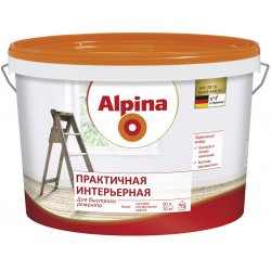 Краска ВД-АК Alpina Практичная интерьерная, белая, 10 л / 16,4 кг