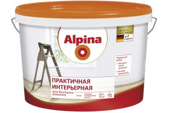 Краска ВД-АК Alpina Практичная интерьерная, белая, 10 л / 16,4 кг