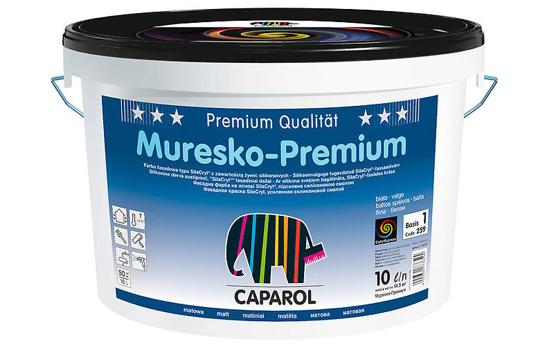 Краска акрил. в/д Caparol Muresko-Premium (Капарол Муреско-Премиум) База 3, 4,7л