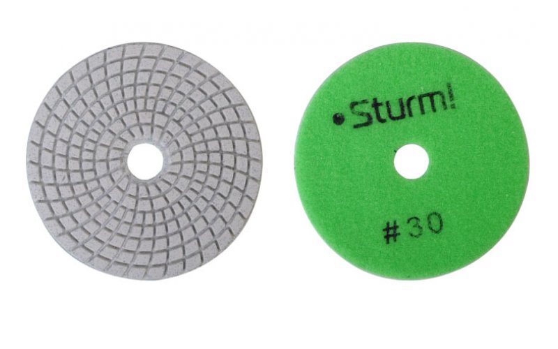 9012-W100-30 Алмазный гибкий шлифовальный круг, 100 мм, P30, мокрое шлиф. 1 шт. Sturm!