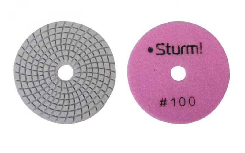 9012-W100-100 Алмазный гибкий шлифовальный круг, 100 мм, P100, мокрое шлиф. 1 шт. Sturm!