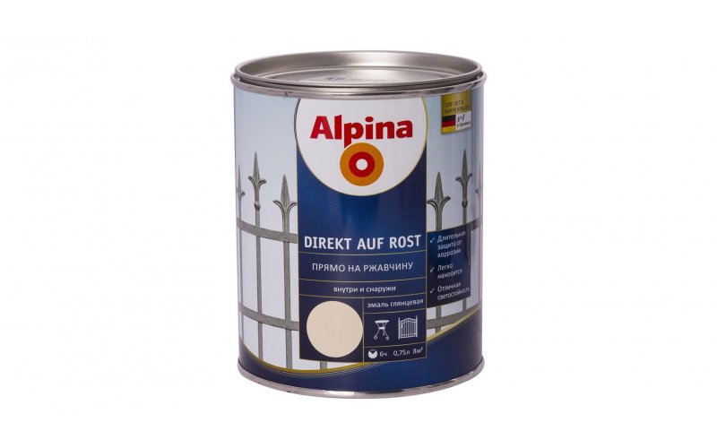 Эмаль алкидн. Alpina Прямо на ржавчину RAL8011 Темно-коричневый (Alpina Direkt auf Rost) 750
