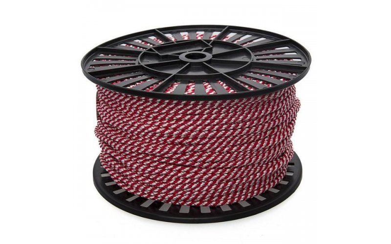 Шнур полипропиленовый спирального плетения 6,0 мм белый с красным (150 м)