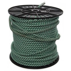 Шнур полипропиленовый спирального плетения 10,0 мм белый с зеленым (110 м)