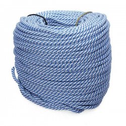 Шнур полипропиленовый спирального плетения 8,0 мм белый с синим (100 м)