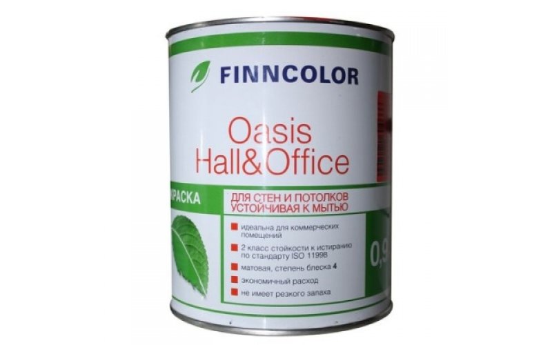 Водоэмульсия OASIS HALL@OFFICE А 4 краска устойчивая к мытью 0.9 л