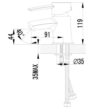 LM 3256C "Атлантисс" Смеситель для умывальника монолитный, хром